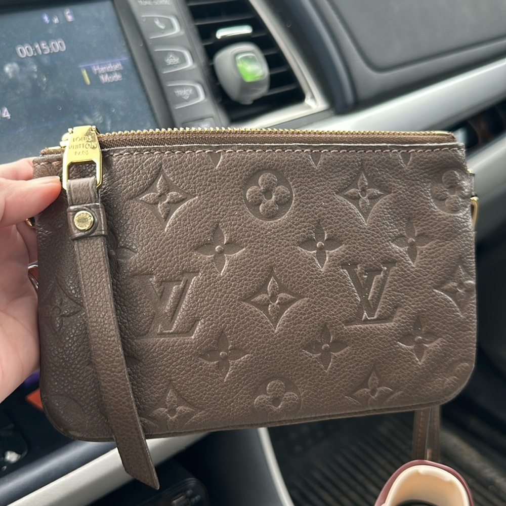 Like 🆕 Louis Vuitton Empriente Citadine leather muted taupe mini pouch wristlet